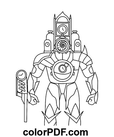 Titan Clockman Drawing – Coloring Pages and Books in PDF.